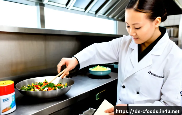 중식조리 자격증 취득 과정 다이어리 - Photorealistic bright professional kitchen in Germany, focused adult culinary student in clean chef ...